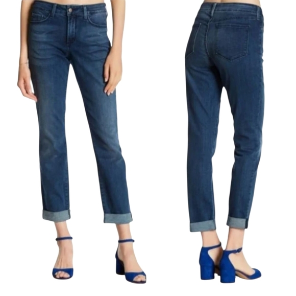 NYDJ Leanne Boyfriend Jeans Mid-rise Denim Cuffed Pants size 2 - Picture 1 of 9
